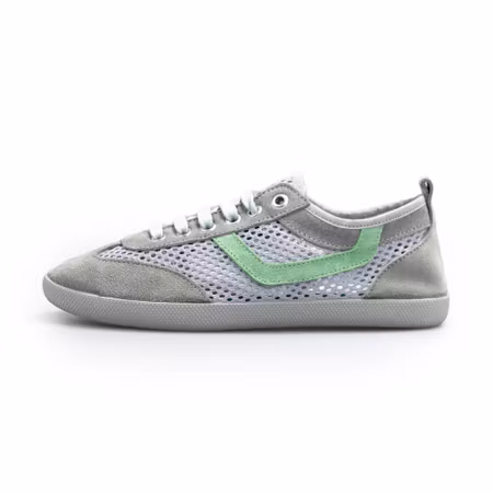 Gråa sneakers i mesh med läderdetaljer för dam | Calzame