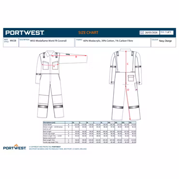 Flamskyddad varseloverall med Arc Flash- och ESD-skydd - MV28 | Portwest