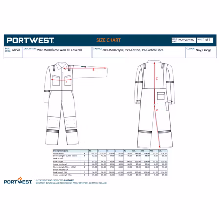 Flamskyddad varseloverall med Arc Flash- och ESD-skydd - MV28 | Portwest
