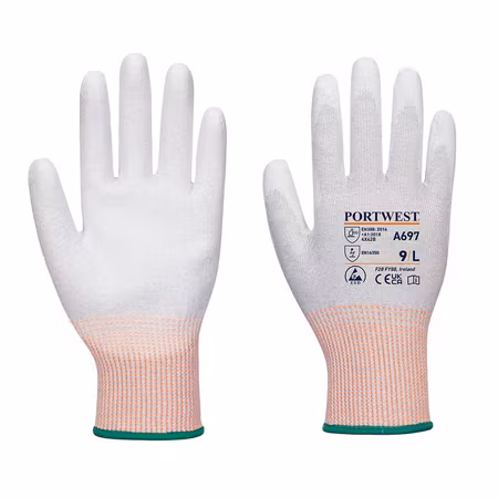 Skärskyddshandske ESD med PU-grepp, skärskydd nivå B – 12-pack | Portwest