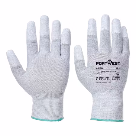 ESD-fingerdoppad montagehandske med PU – 12-pack | Portwest