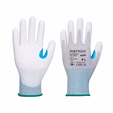Skärskyddshandske ESD med PU-grepp, skärskydd nivå C – 12-pack | Portwest