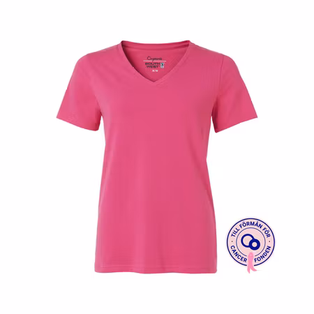 Figurnära V-ringad T-shirt i ekologisk bomull - Scarlet | South West