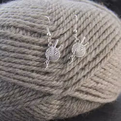 Knitting Needles and Yarn Dangle Earrings