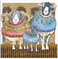 TWO WOOLLY SHEEP AND A LAMB GREETINGS CARD (HÄLSNINGSKORT)