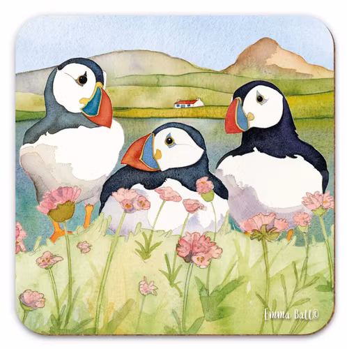 PLAYFUL PUFFIN SEA THRIFT COASTER (UNDERLÄGG)