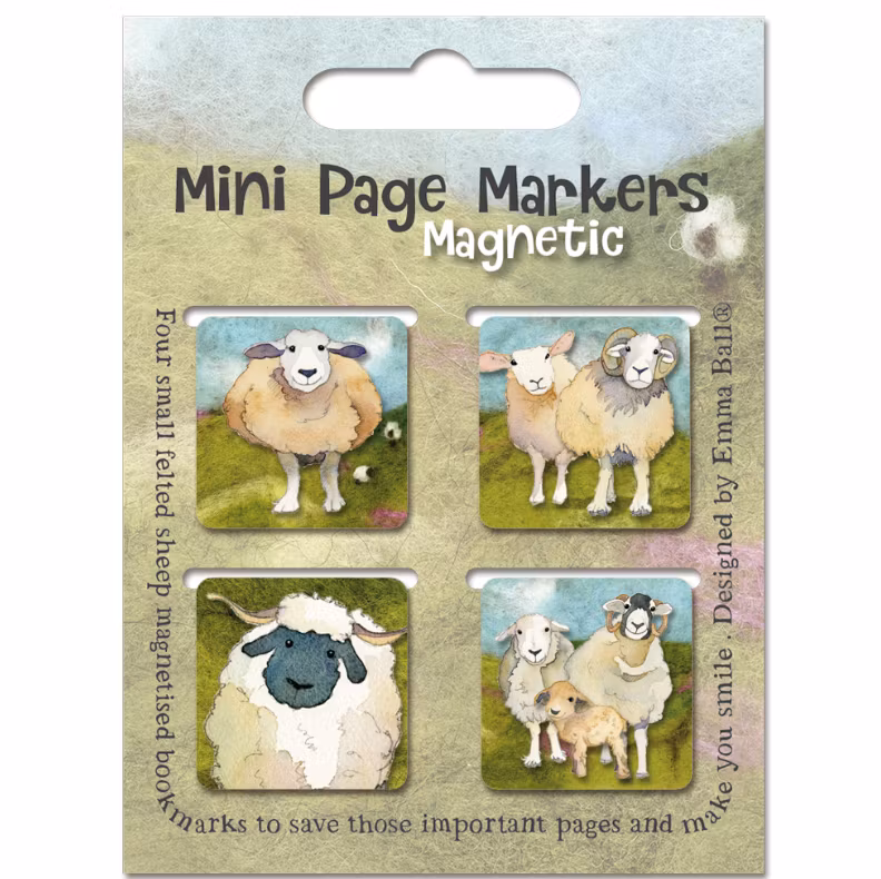 FELTED SHEEP MINI PAGE MARKERS (BOKMÄRKE - MAGNET)