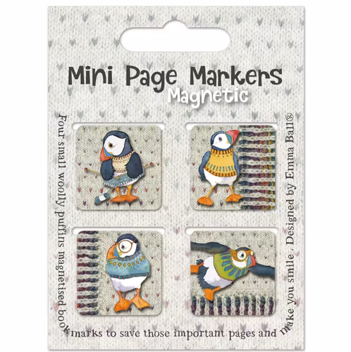 WOOLLY PUFFINS MINI PAGE MARKERS (BOKMÄRKE - MAGNET)