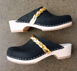Ally Låg Trä Svart "nubuck" & Guld