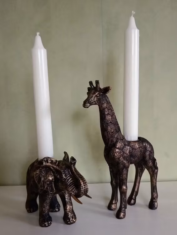 Elefant  ljusstake  guldbrun/antik