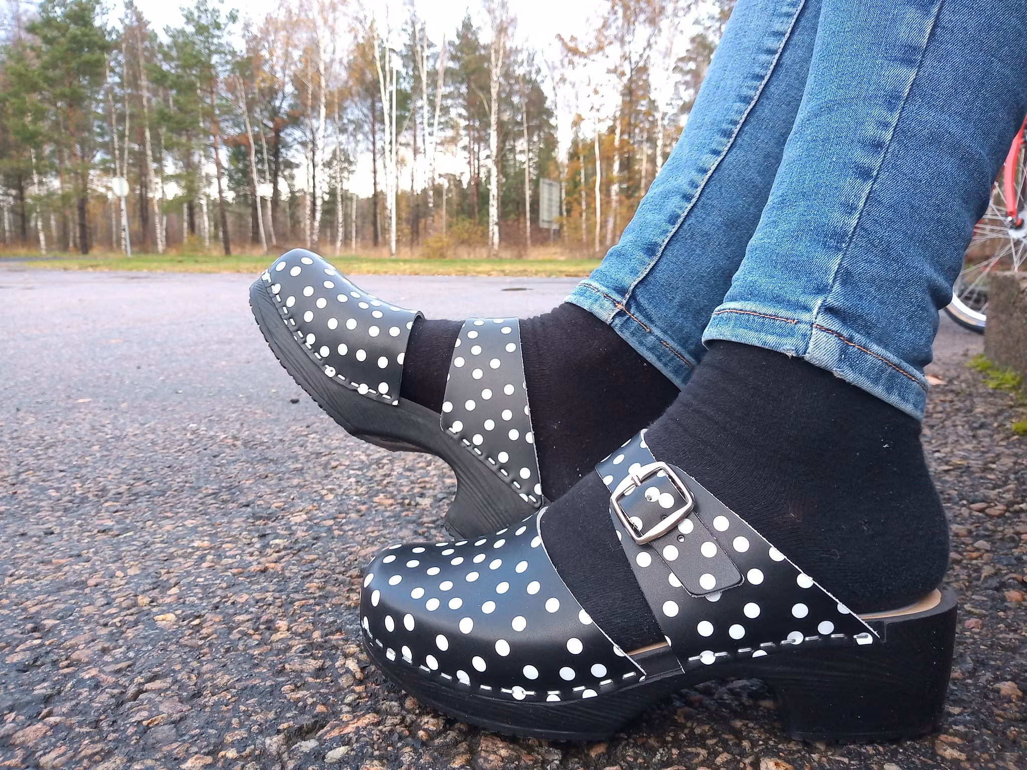 Kardemumma clogs, Britta mjuktofflel i svartprickigt läder