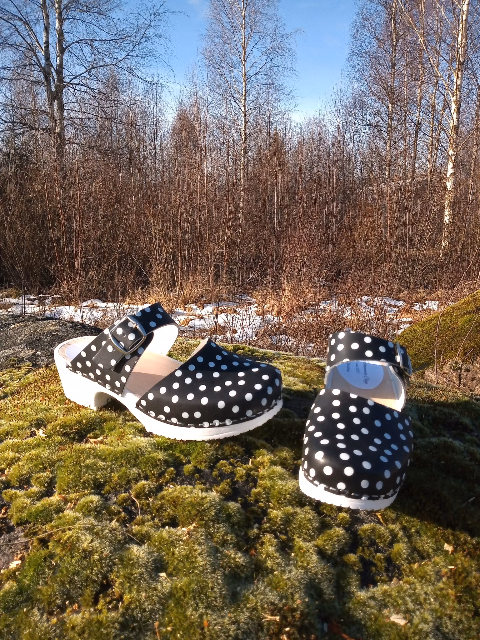 Kardemumma clogs mjuktoffel  Britta i svartprickigt läder