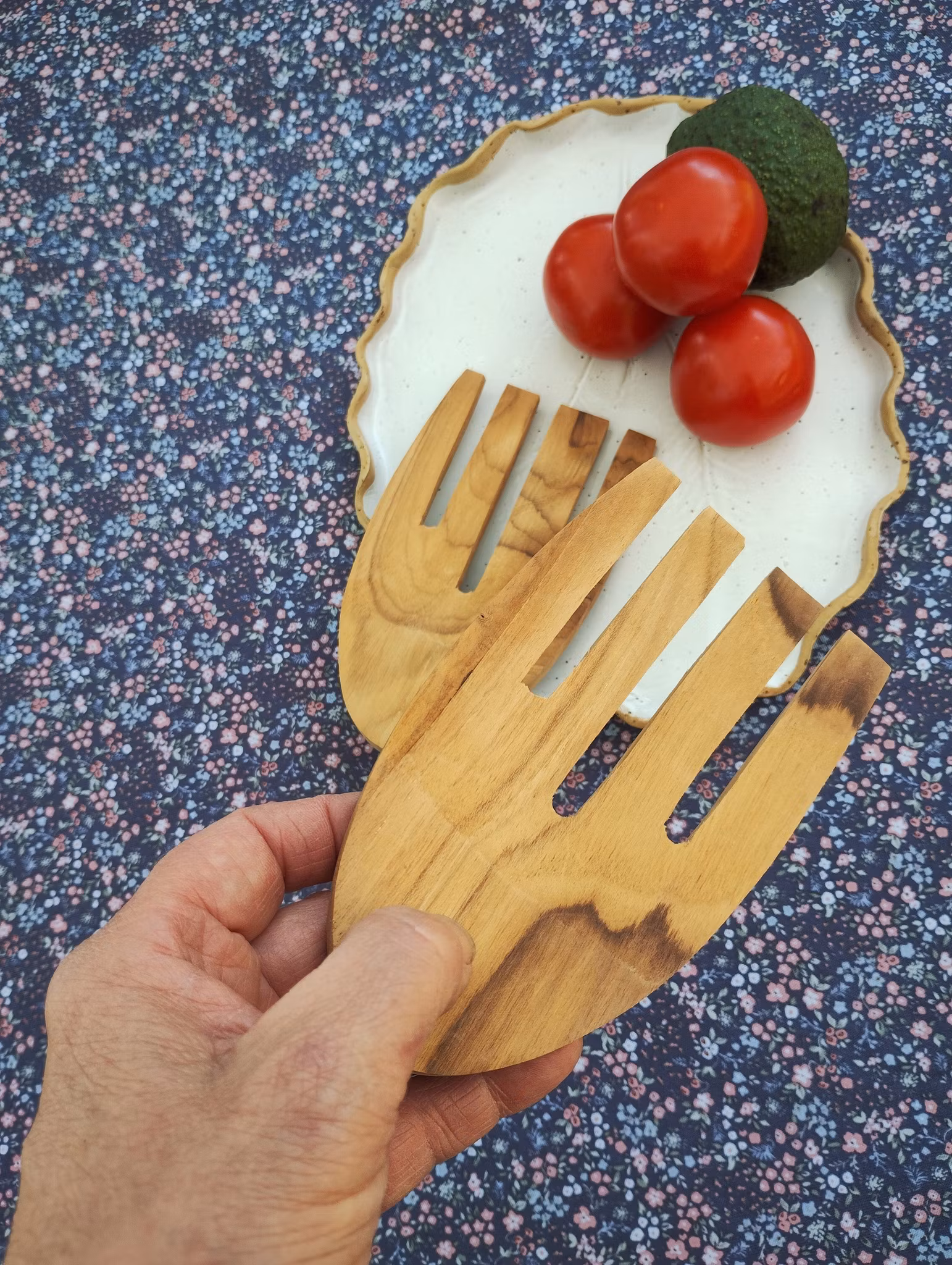 Salladsbestick i trä 14,5 × 8,5 cm