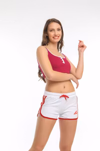 Sport Shorts vit-röd färg