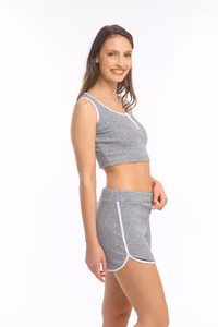 Crop top och shorts set -grå färg