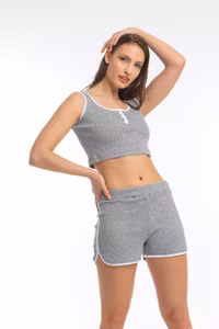 Crop top och shorts set -grå färg