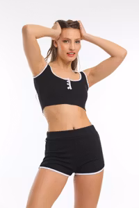Crop top och shorts set Svart-vit