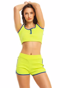 Crop top och shorts set gul-blå