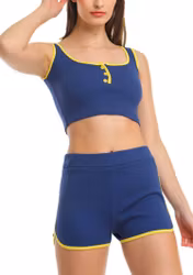 Crop top och shorts set lila-gul