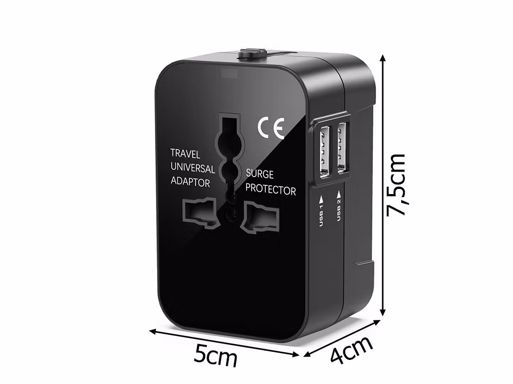 Reseadapter-Adapterkontakt UK- USA- EU Australien 2x USB