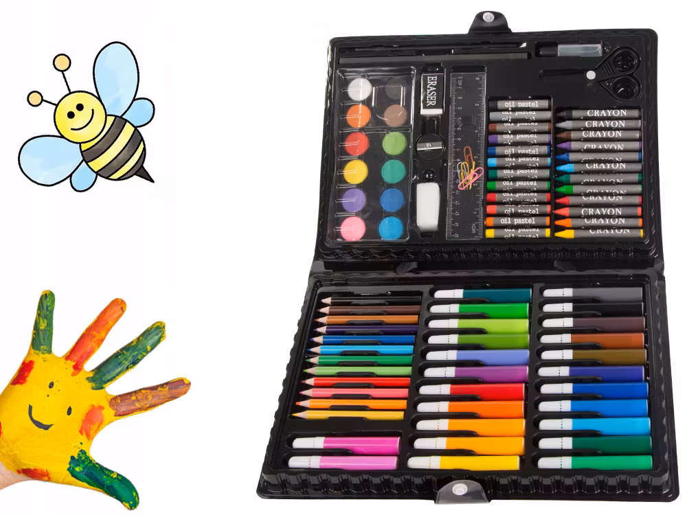 Komplett 86-delars Konstset i Väska - Perfekt för Små Konstnärer