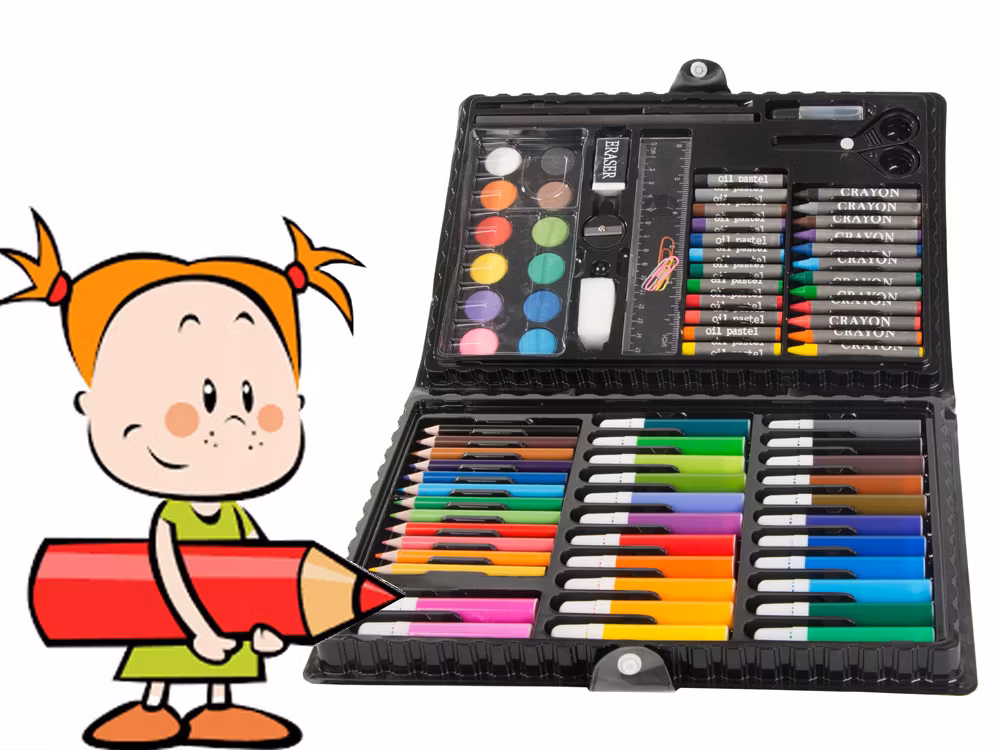 Komplett 86-delars Konstset i Väska - Perfekt för Små Konstnärer
