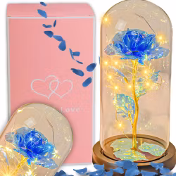 Evig ros i glasgåva som lyser blått- present