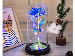 Evig ros i glasgåva som lyser blått- present