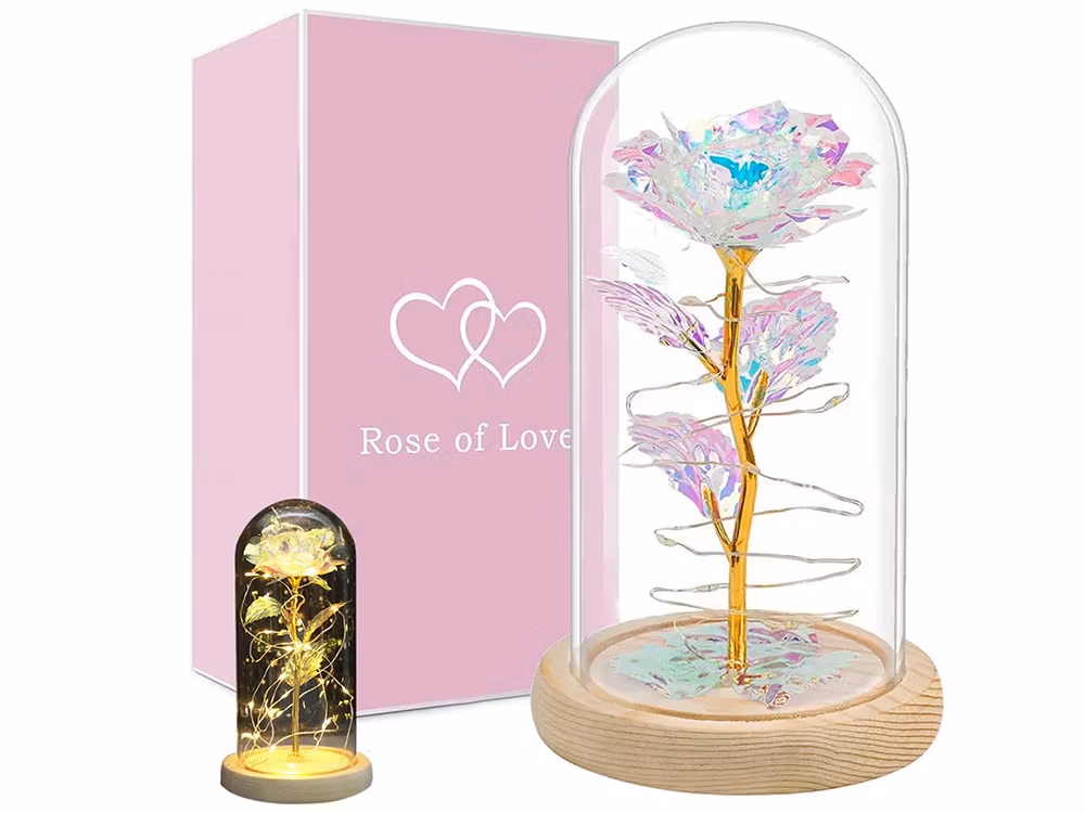 Evig ros i glasgåva LED-lysande glas