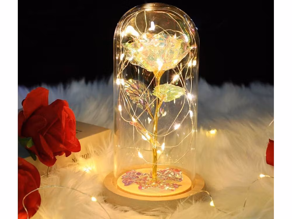 Evig ros i glasgåva LED-lysande glas