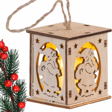 Trähängande lykta för julgranstomten