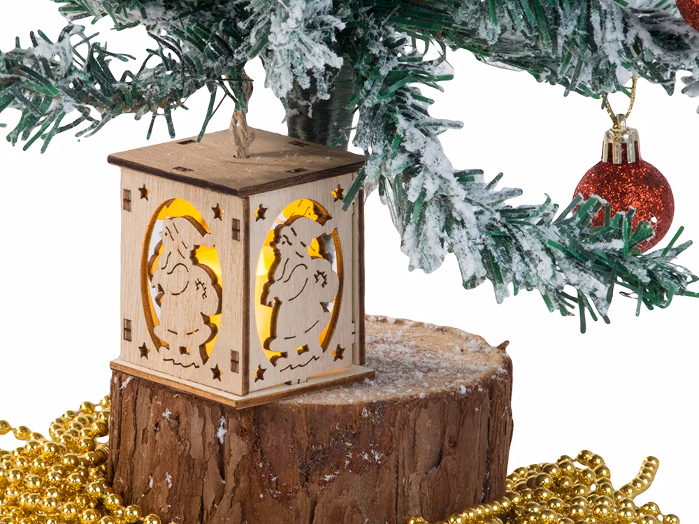 Trähängande lykta för julgranstomten