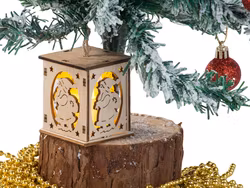 Trähängande lykta för julgranstomten