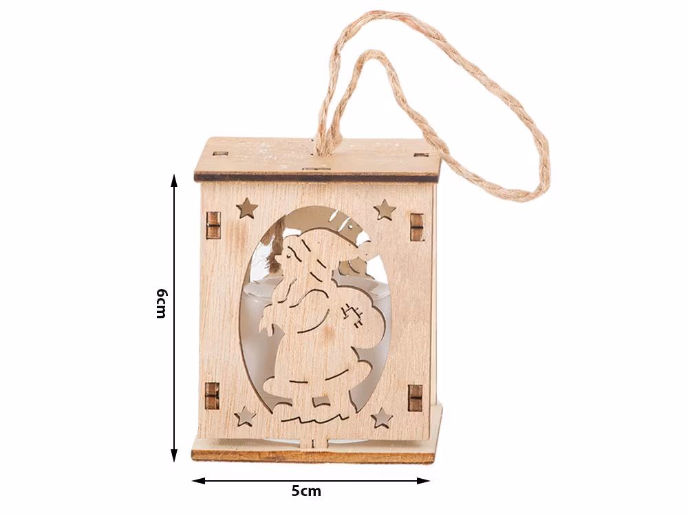 Trähängande lykta för julgranstomten