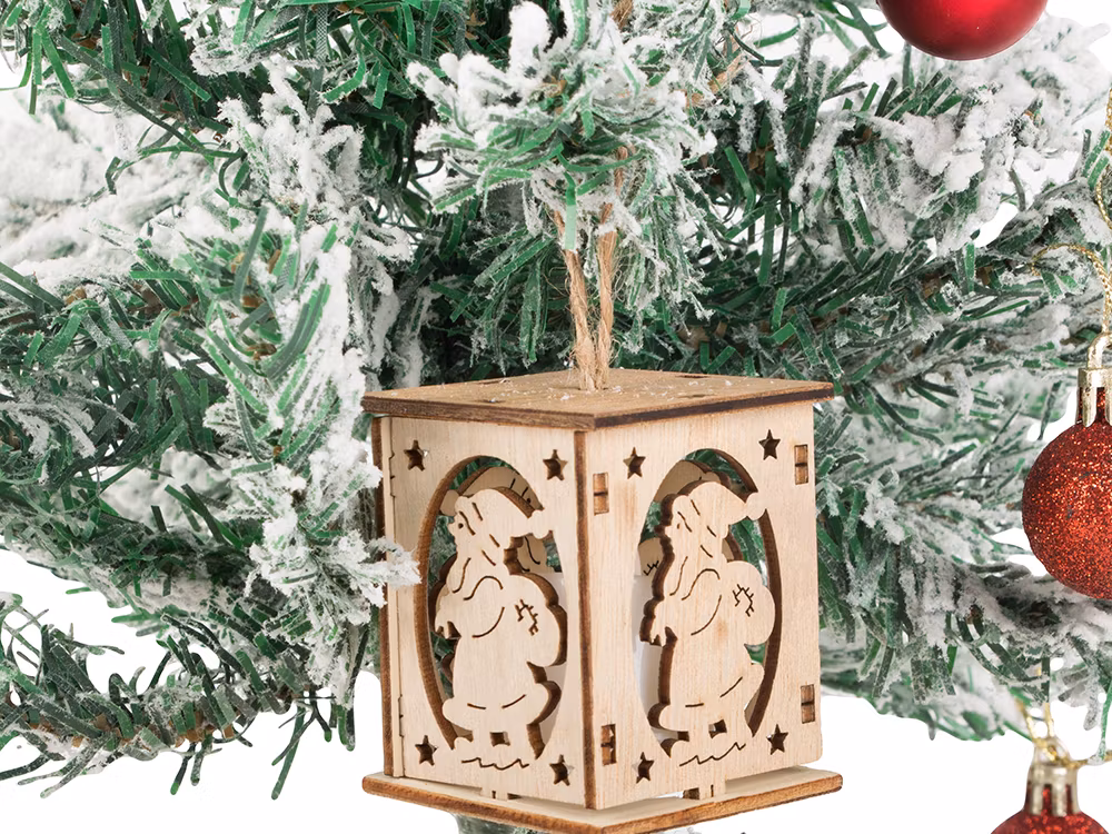 Trähängande lykta för julgranstomten