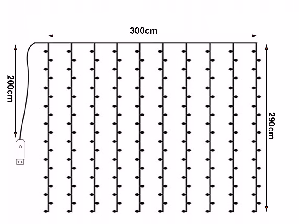 LED Gardin USB Ljusslinga med Fjärrkontroll 300 LED 3m Kall Vit