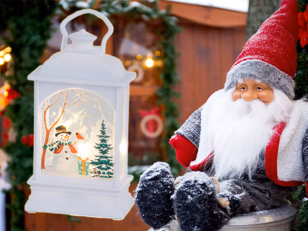 Jullykta lykta dekoration led dekoration målat glas snögubbe lykta