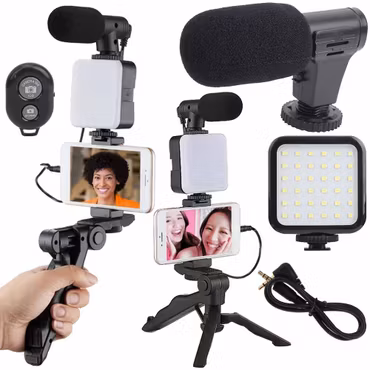 Smartphone Vlogging Kit med Stativ & Mikrofon