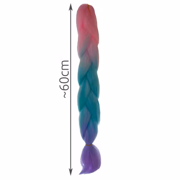 Syntetiskt hårflätor ombre rosa/vit/lila