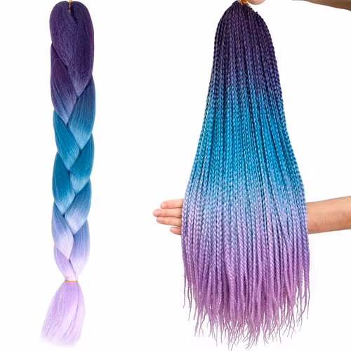 Syntetiskt hårflätor ombreblå / lila