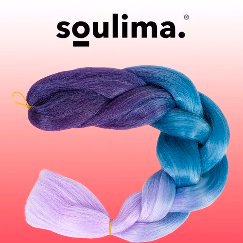 Syntetiskt hårflätor ombreblå / lila