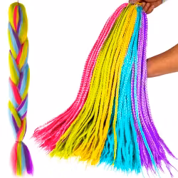 Syntetiskt hår regnbågsflätor