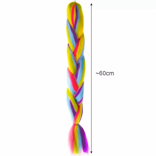 Syntetiskt hår regnbågsflätor