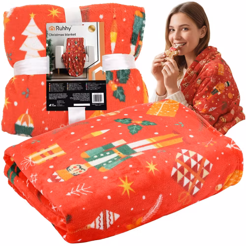 Filt, överkast, pläd, RUHHY stor dubbelsäng i jullstil 150x200 cm