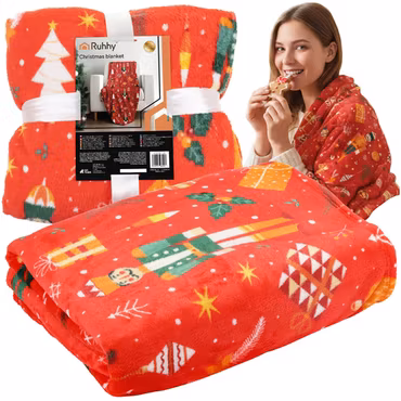 Filt, överkast, pläd, RUHHY stor dubbelsäng i jullstil 150x200 cm