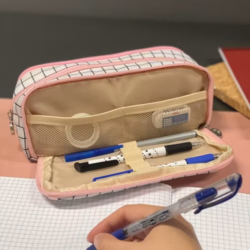 Trippelvikbart pennfodral - rutigt