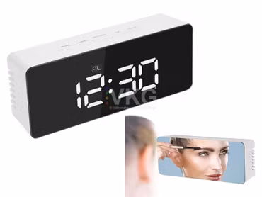 LED-väckarklocka LED-timer LED-spegel alarm datum 4-i-1