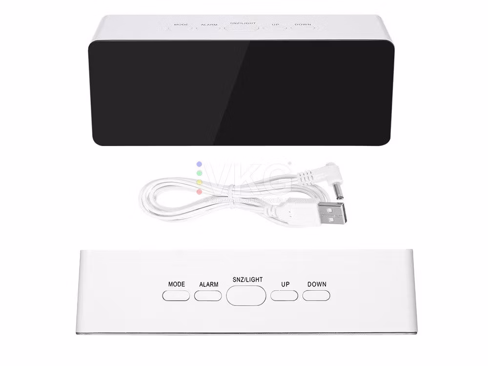 LED-väckarklocka LED-timer LED-spegel alarm datum 4-i-1