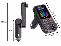 Bluetooth-sändare 5.0 FM-högtalartelefon USB QC TF Bas LCD 12-24V