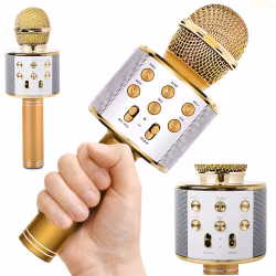 Trådlös Bluetooth-mikrofon karaoke-högtalare röstmodulator rund